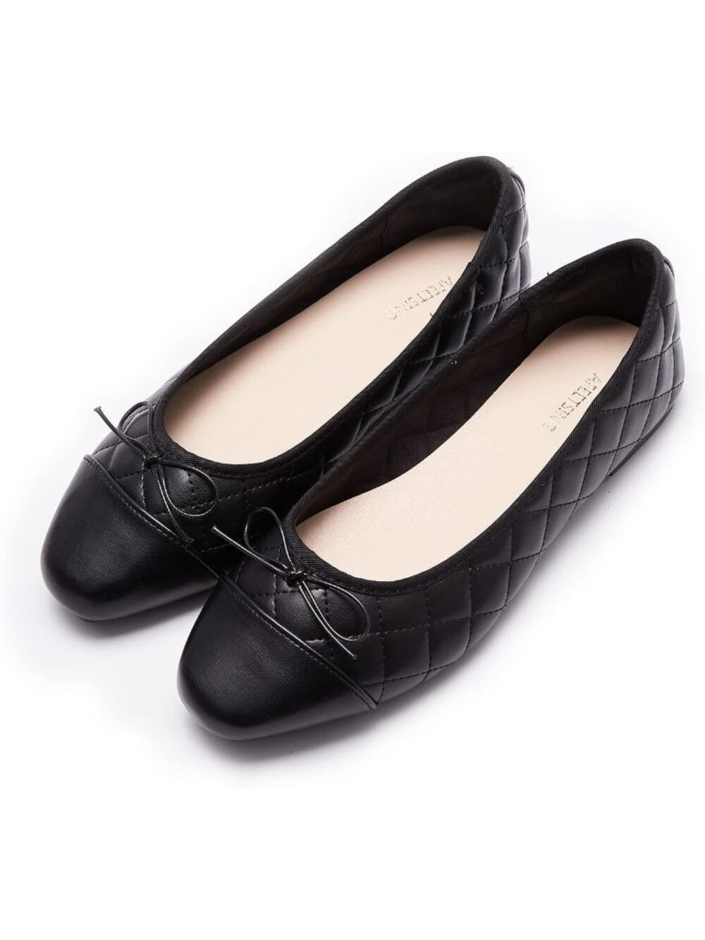 Women's B-black Polyurethane Bow Dressy Flats Round Toe Comfortable Shoes